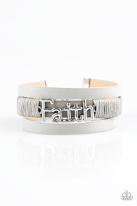 An Act Of Faith - Silver Grey Leather Bracelet