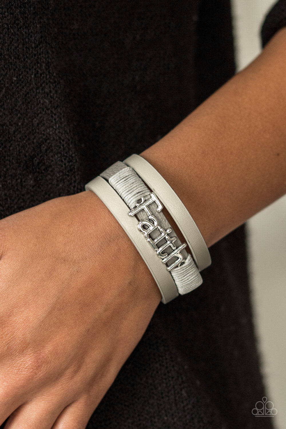 An Act Of Faith - Silver Grey Leather Bracelet