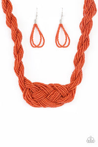 A Standing Ovation - Orange Braided Seed Bead Necklace