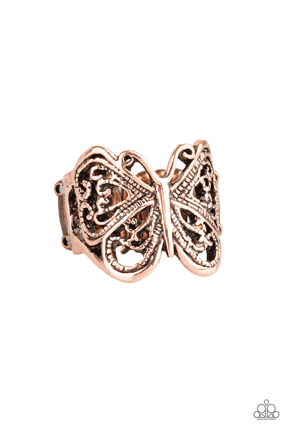 All Aflutter - Copper Butterfly Ring