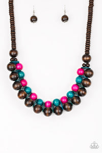 Caribbean Cover Girl - Pink Wooden Beads Necklace