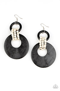 Beach Day Drama - Black Wood Earrings