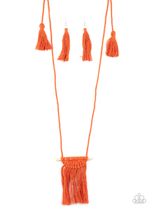 Paparazzi Accessories Between You and MACRAME - Orange Necklace