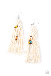 Beach Bash - White Macrame Earrings