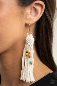 Beach Bash - White Macrame Earrings