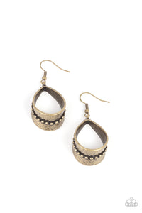 Paparazzi Accessories STIRRUP Some Trouble - Brass Earrings