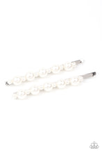 Load image into Gallery viewer, Dainty and classic pearls alternate along a pair of silver bobby pins, creating a bubbly display.  Sold as one pair of decorative bobby pins.
