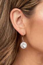 Load image into Gallery viewer, Rhinestone hanging from a silver fish hook earring.
