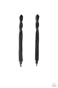 Ropes of gunmetal snake chains gently twist and release into a timeless tassel, resulting in a classic shimmer. Earring attaches to a standard post fitting.  Sold as one pair of post earrings.