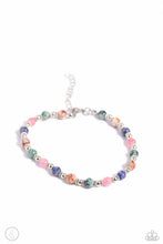 Load image into Gallery viewer, Infused with silver accents and floral beads, a colorful collection of natural stones are threaded around the ankle for a tranquil look. As the stone elements in this piece are natural, some color variation is normal. Sold as one individual anklet.
