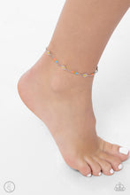 Load image into Gallery viewer, Infused along a classic silver chain, turquoise, coral, and glassy yellow seed beads alternate with white daisy charms around the ankle for an optimistic display. Features an adjustable clasp closure. Sold as one individual anklet.
